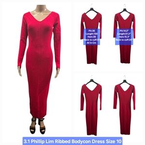 3.1 Phillip Lim Ribbed V-neck & Back Bodycon Dress Size 10